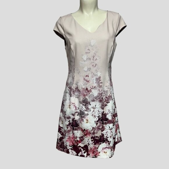 Jacques Vert Burgundy Floral A Line Spring Summer Dress - Picture 1 of 13